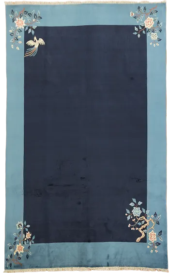 Blue Art Deco Chinese Wool Area Rug 9x13