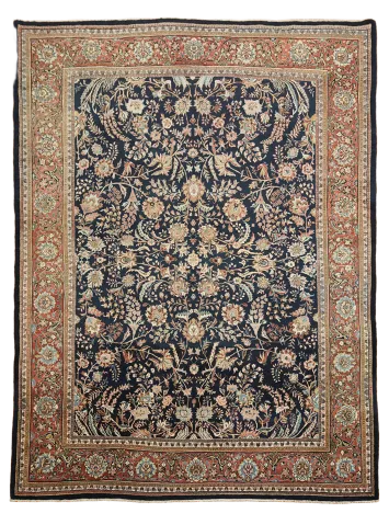 Blue Vintage Wool Mahal Persian Area Rug 9x12