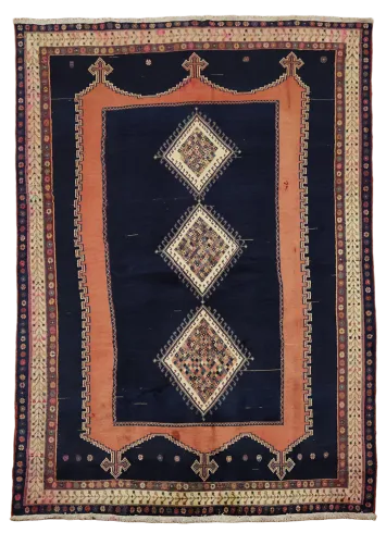 Blue Afshar Oriental Wool Area Rug 6x8