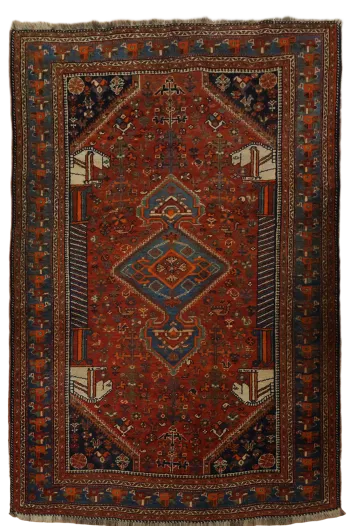 Antique Tribal Qashqai Persian Wool Rug 4x6