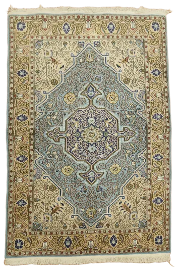 Blue Qum Persian Wool Rug 3x5