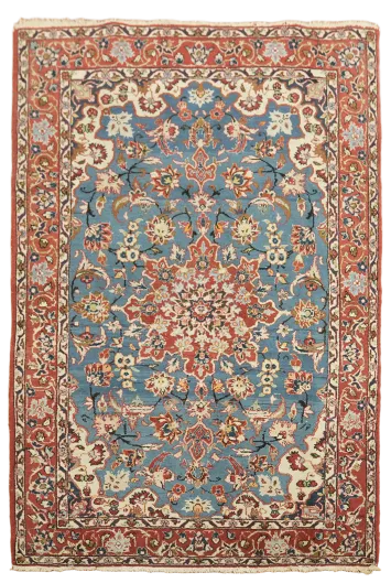 Blue Traditional Isfahan Persian Wool Rug 3x5