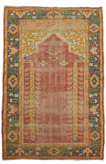 Antique Oushak Turkish Wool Rug 4x7