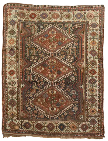 Antique Tribal Qashqai Persian Wool Rug 4x6