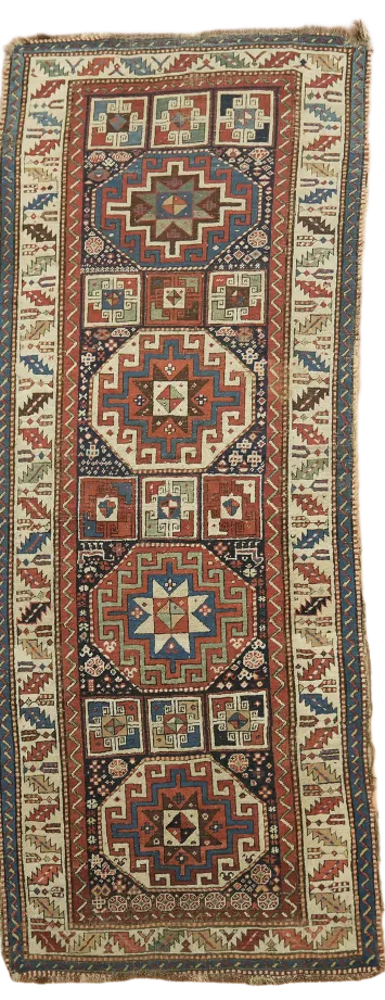 Antique Kazak Oriental Runner Tribal Wool Rug 3x8