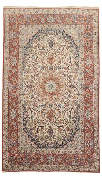 Super Fine Antique Isfahan Persian Wool Rug 5x8