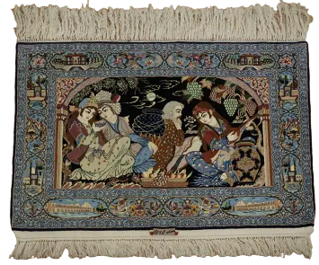 Fine Pictorial Isfahan Persian Wool Rug 4x5 SIGNED