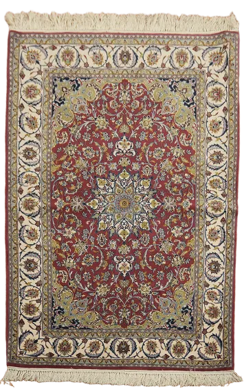 Fine Silk & Wool Isfahan Persian Rug 4x6