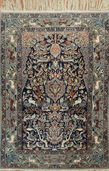Super Fine Animal Pictorial Wool Kashan Persian Rug 3x5