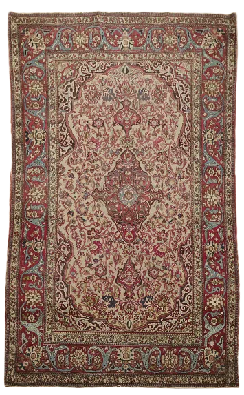 Pre-1900 Antique Isfahan Ahmad Wool Persian Rug 5x7
