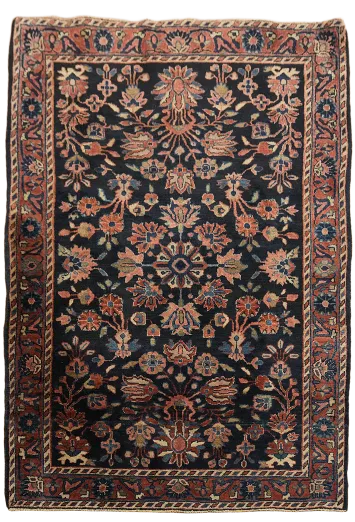 Blue Vintage Sarouk Oriental Wool Rug 3x5