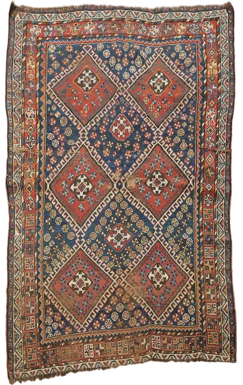 Blue Antique Qashqai Persian Wool Rug 5x7