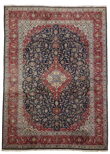 Vintage Floral Wool Kashan Persian Area Rug 10x14