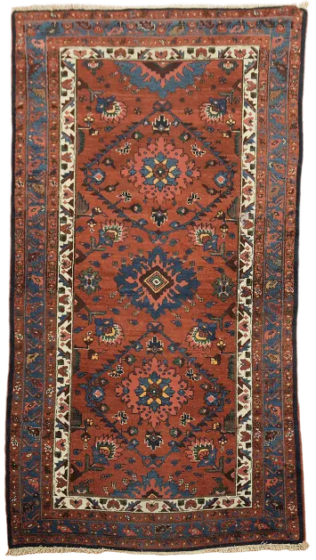 Vintage Wool Geometric Bakhtiari Persian Rug 4x6