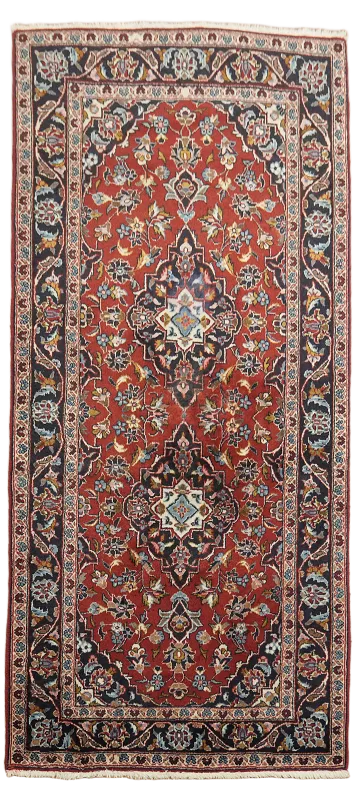 Vintage Floral Kashan Persian Runner Wool Rug 3x7