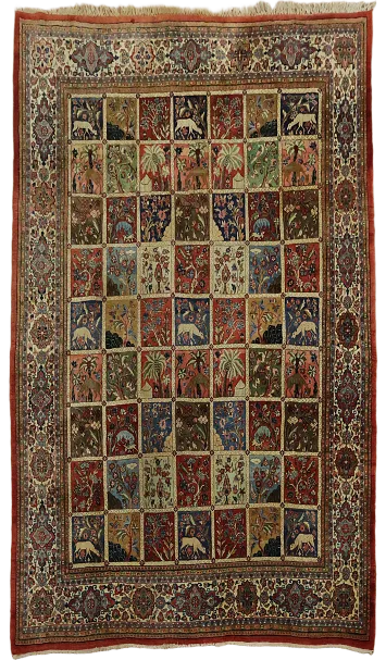 Animal Pictoeial Bakhtiari Persian Wool Area Rug 10x13
