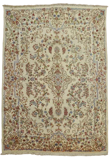 Vintage Floral Wool Kashan Persian Area Rug 9x13
