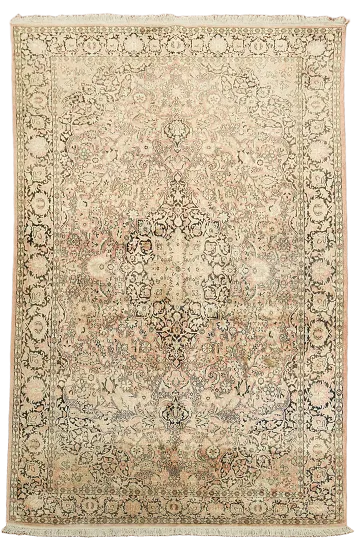 Vintage Kashmir Oriental Silk Area Rug 6x9