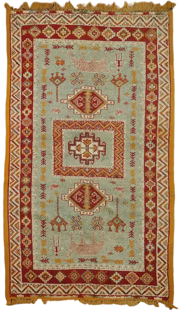 Green Moroccan Wool  Rug 4x8