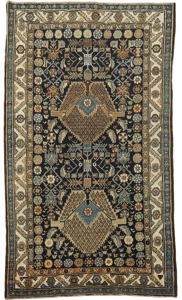 Blue Vintage Hamedan Persian Wool Rug 4x6