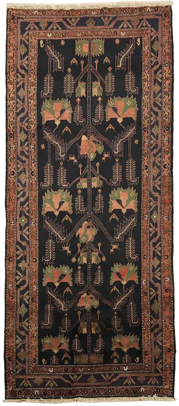 Blue Geometric Tribal Wool Malayer Persian Area Rug 5x10