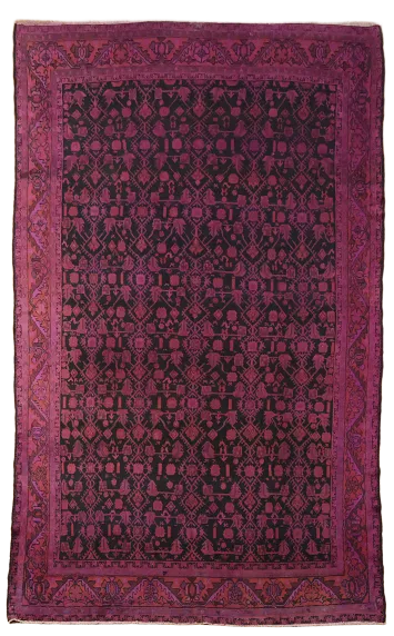 Over Died Vintage Hamedan Persian Wool Area Rug 7x11