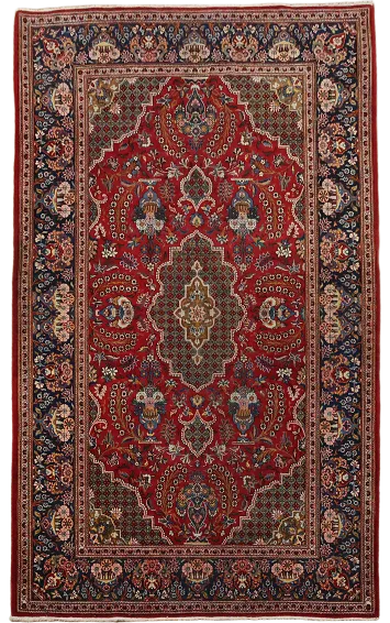 Vintage Floral Wool Kashan Persian Rug 5x7