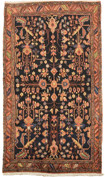 Blue Geometric Sultanabad Persian Wool Rug 4x7
