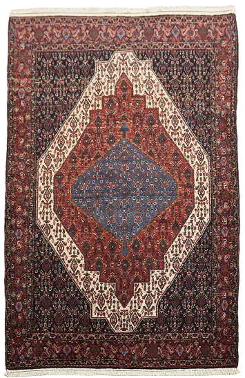 Wool Hand-Made Wool Senneh Persian Rug 5x8