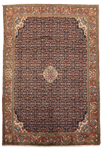 Blue Hamedan Persian Wool Area Rug 7x10
