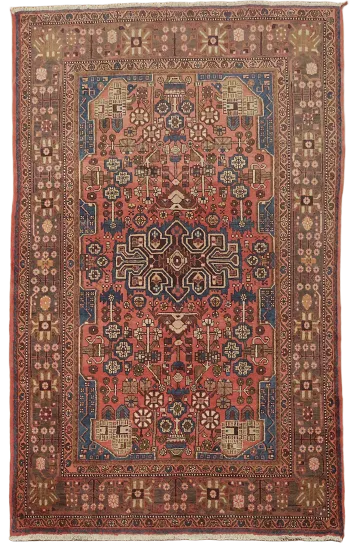 Vintage Wool Hamedan Persian Area Rug 5x8