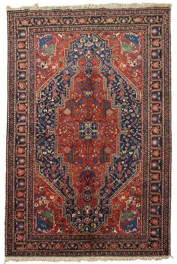 Blue Antique Wool Bakhtiari Persian Rug 5x7