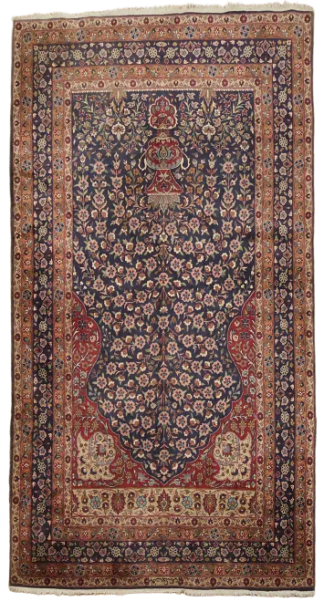Fine Floral Vintage Wool Kashan Persian Rug 4x7