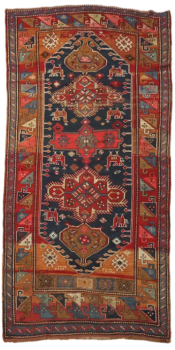 Blue Vegetable Antique Tribal Wool Kazak Oriental Area Rug 5x9