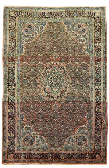 Vintage Geometric Wool Bidjar Persian Rug 4x7