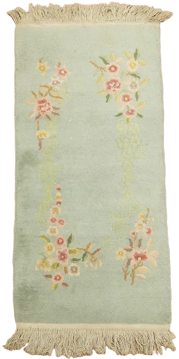 Green Vintage Wool Art Deco Chinese Rug 3x5