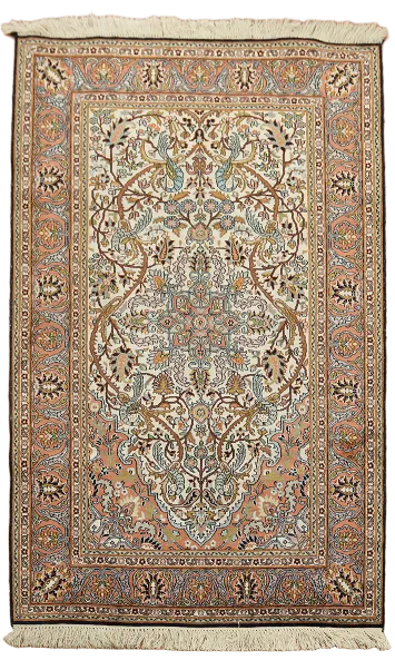 High Quality Vintage Silk Kashmir Oriental Rug 3x5