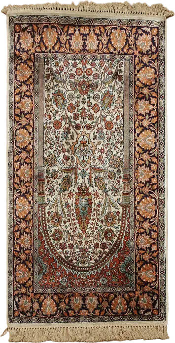 Vintage Silk Kashmir Oriental Rug 2x4