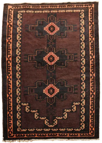 Vintage Wool Balouch Persian Rug 3x4