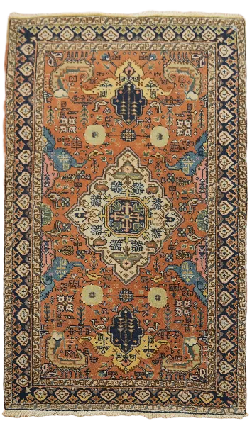 Vintage Geometric Wool Ardebil Persian Rug 3x5