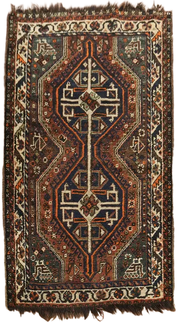 Vintage Tribal Wool Shiraz Persian Rug 2x4