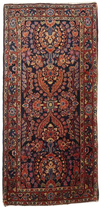 Old Vintage Floral Wool Sarouk Persian Rug 2x4