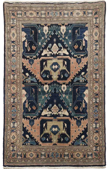Blue Vintage Wool Bidjar Persian Rug 4x5