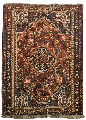 Vintage Tribal Wool Shiraz Persian Rug 4x6
