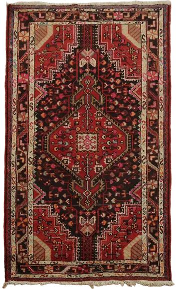 Vintage Wool Hamedan Persian Rug 4x6