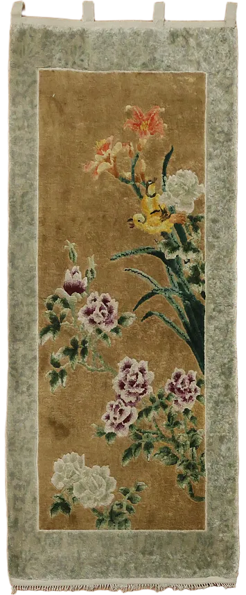 Vintage Silk Art Deco Chinese Runner Rug 2x5