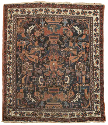 Pre-1900 Vegetable Dye Antique Afshar Persian Wool Rug 4x4 Blue