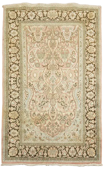 Vintage Silk Kashmir Oriental Rug 3x5