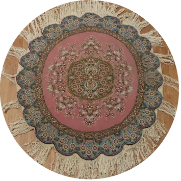 Vintage Round Wool Anatolian Turkish Rug 4x4