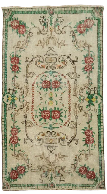 Vintage Wool Anatolian Turkish Rug 4x6
